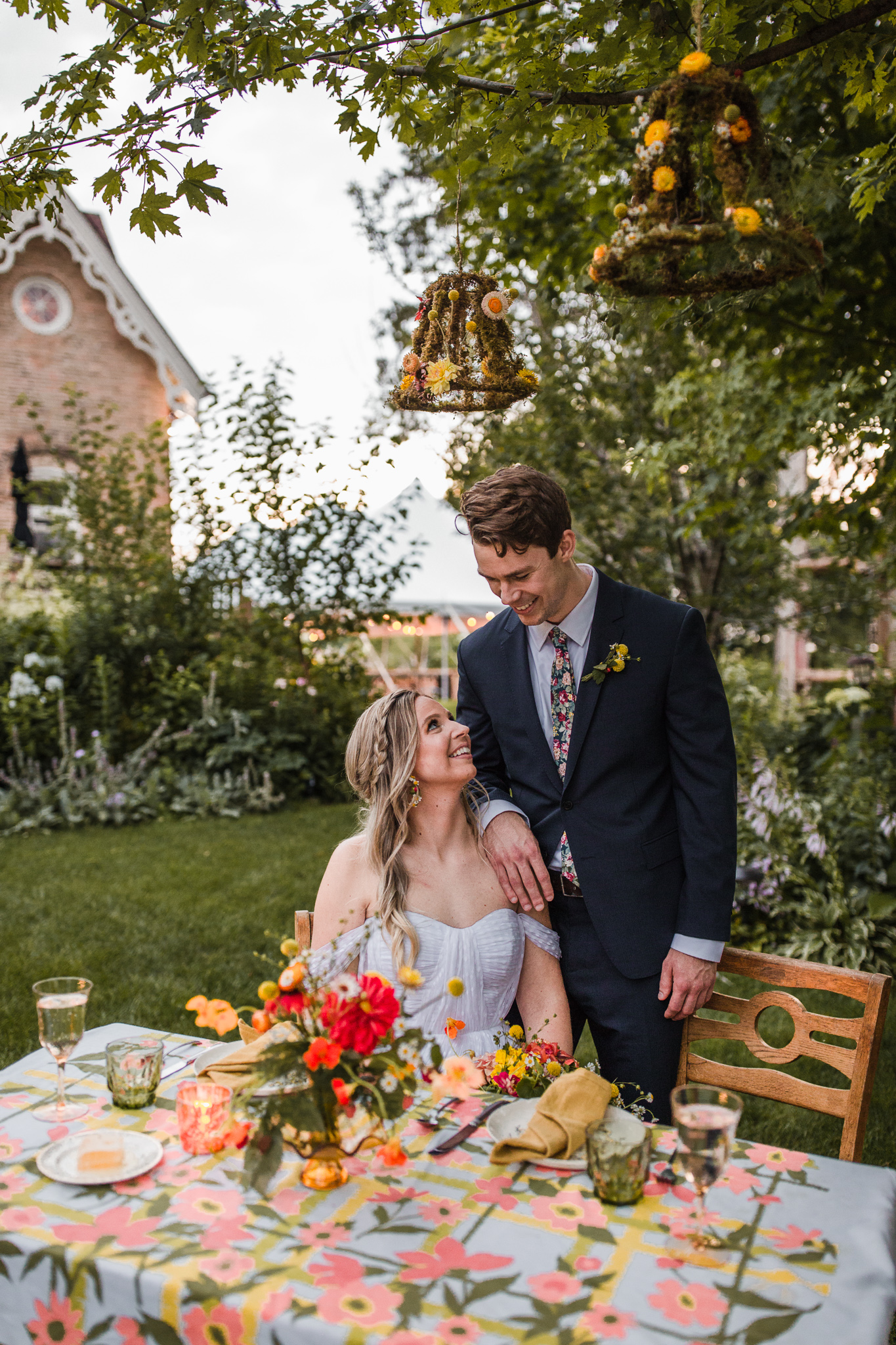 portrait of bride and groom with wedding inspiration