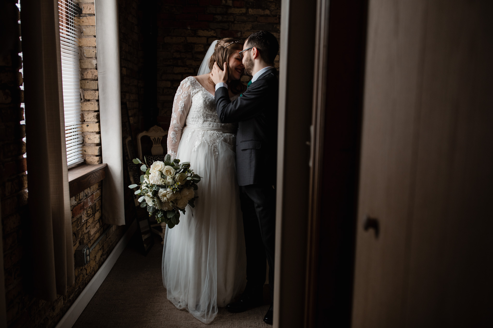 Ivy House Milwaukee Wedding - couple's wedding pictures - creative lighting - natural editing - moody style - wedding photography