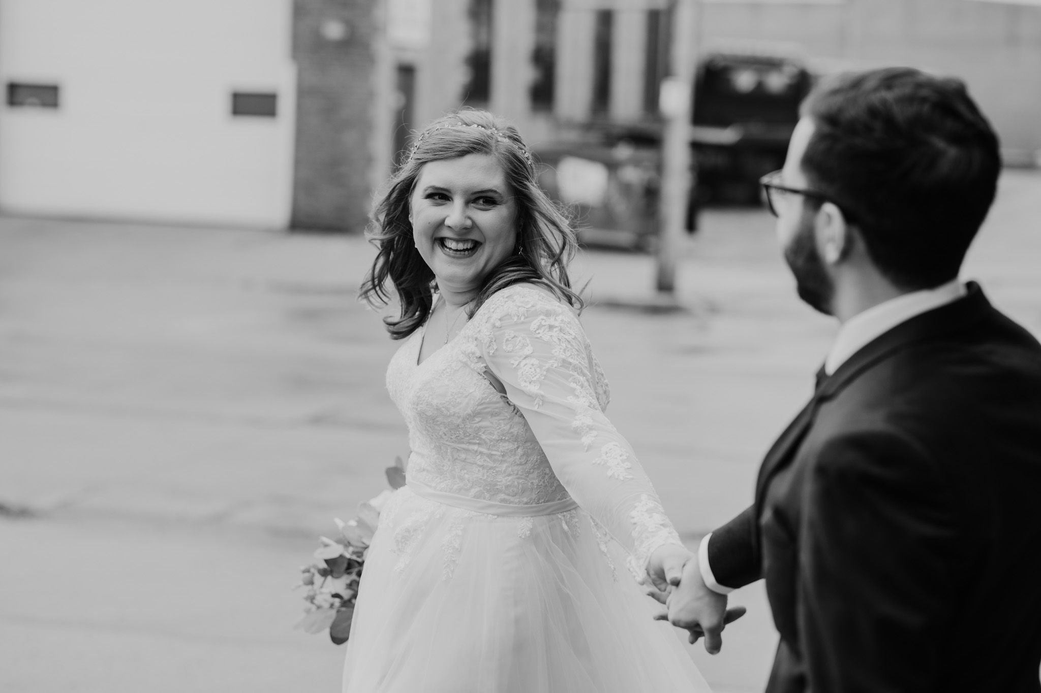 black and white wedding photo