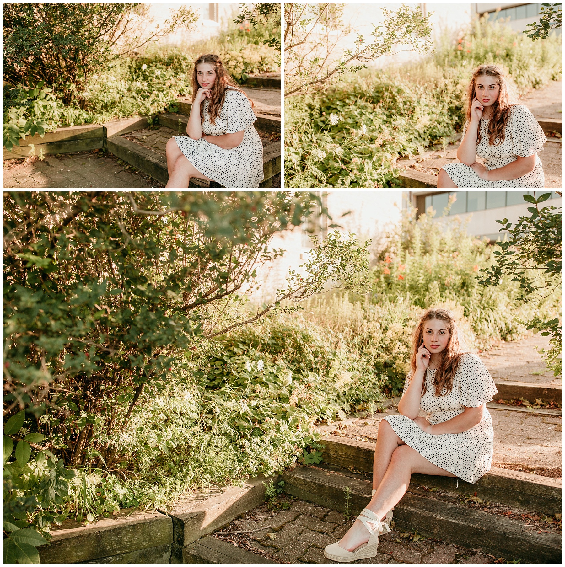 light and airy senior pictures in southwest wisconsin during golden hour sunlight in hair