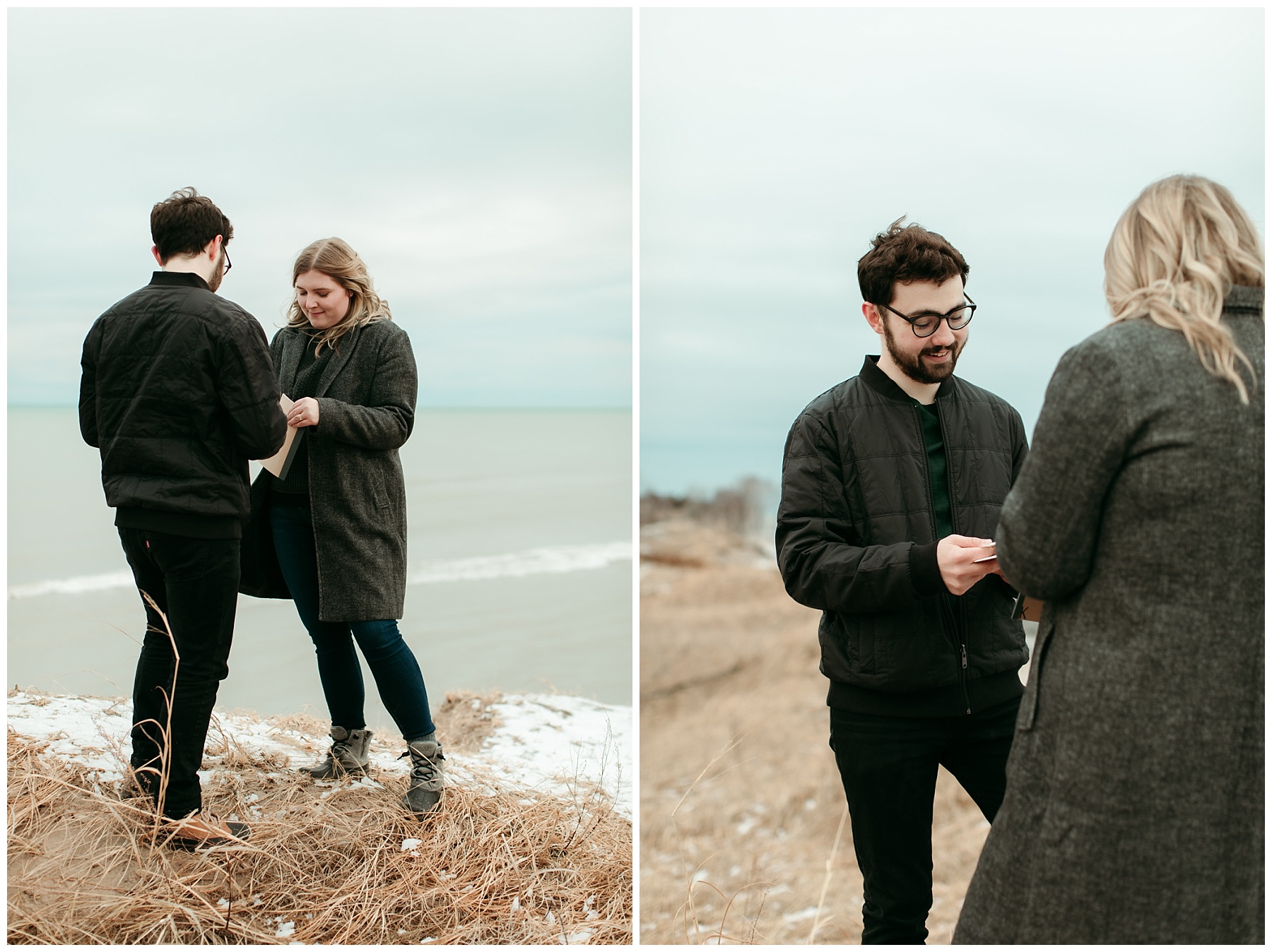 Couple looks at each other lovingly as they exchange their vows