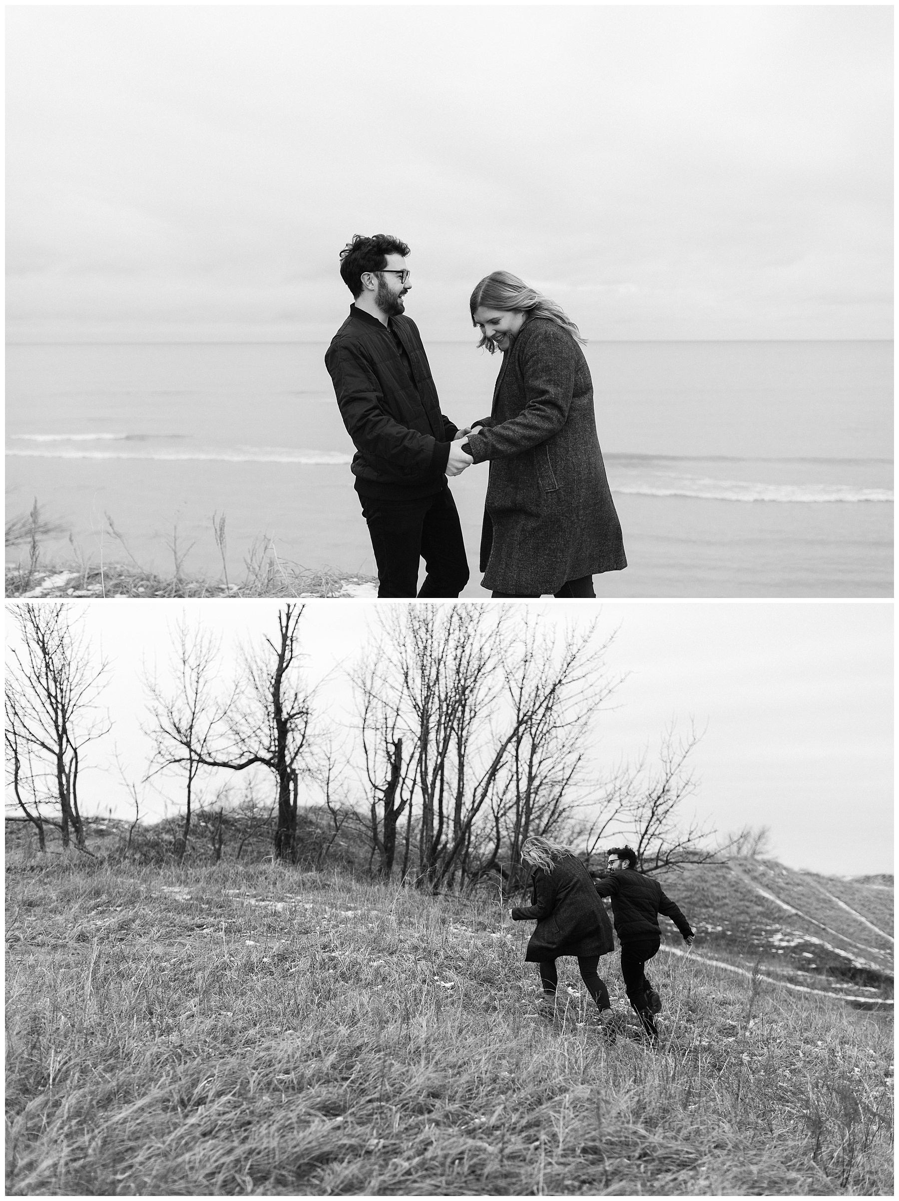 Candid documentary style black and white photographs of a couple after their vow renewal