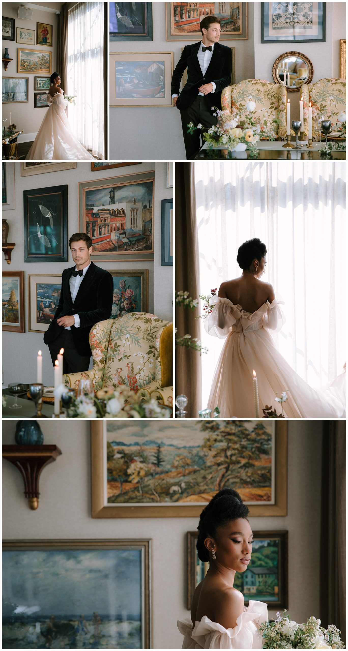 Dramatic wedding photos by a window at The George. True to life colors with beautiful lighting and a moody, film feel.