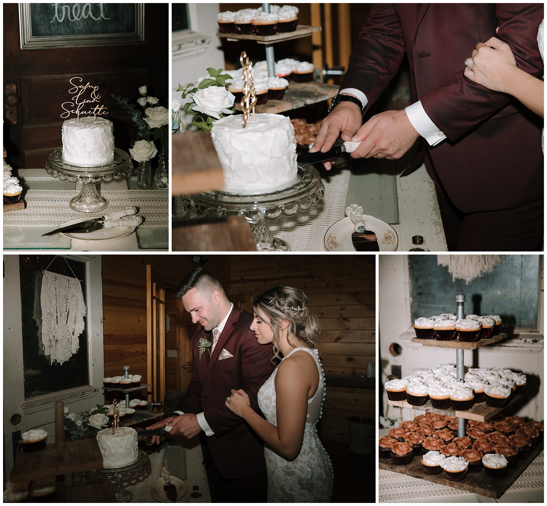 Couple cutting their cake - Wisconsin wedding photographers