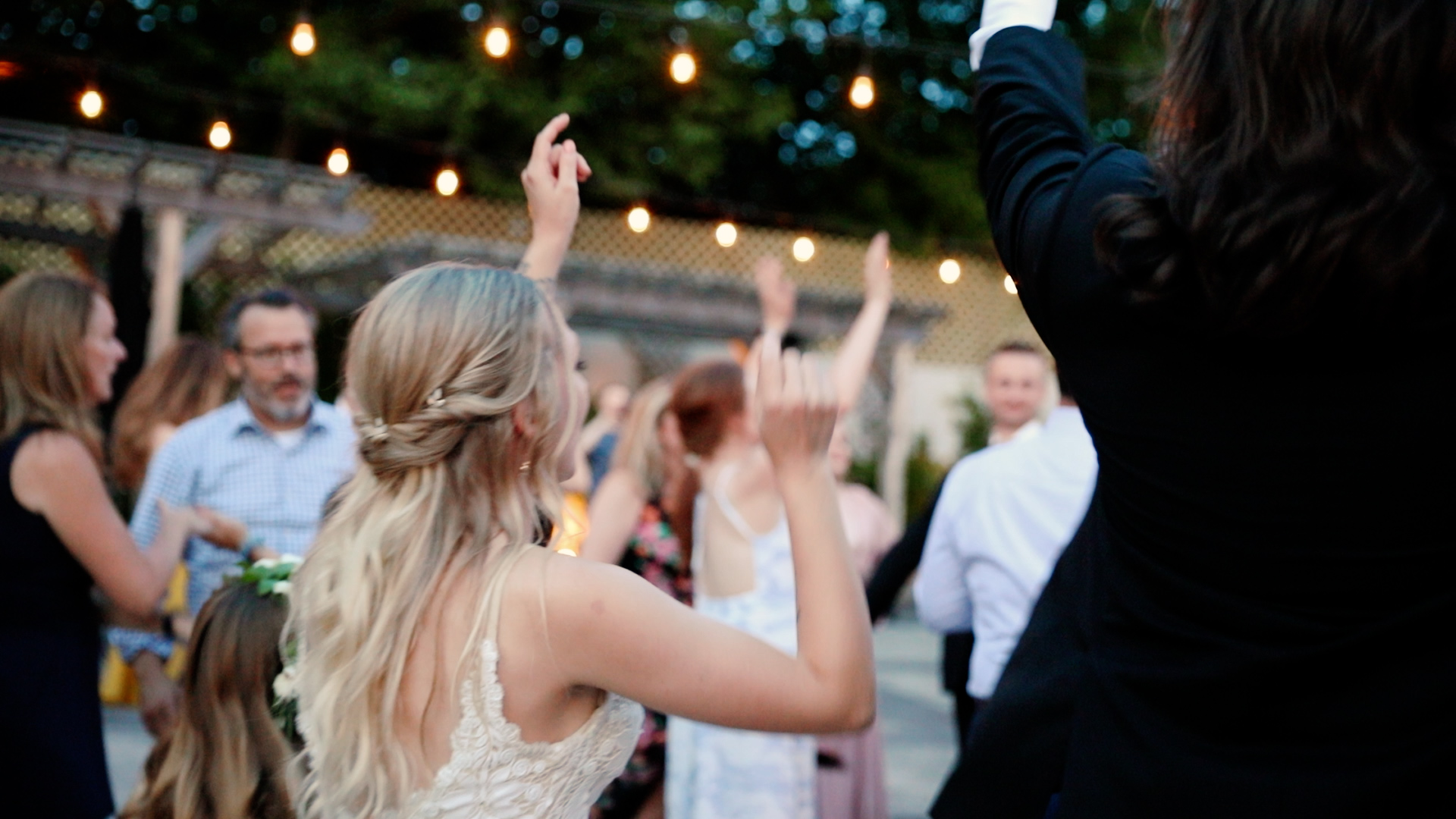 Video of upbeat dancing music bride and groom dancing at wedding