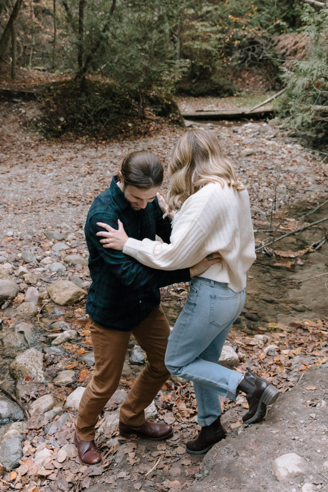 Prompt based Milwaukee engagement photographers - adventure in the woods