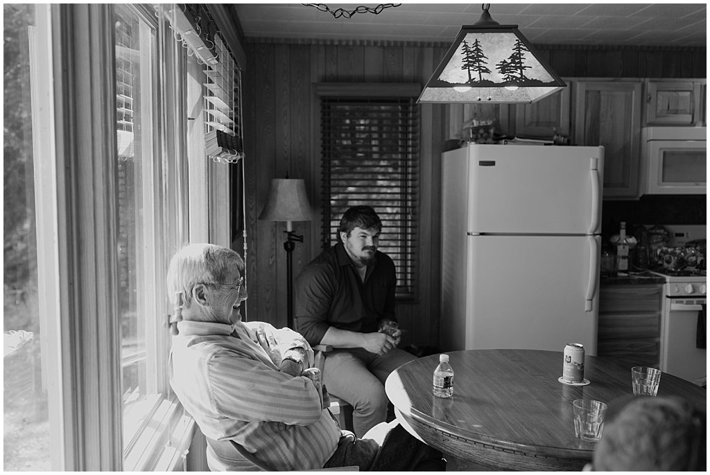 Grandfather of groom in cabin - woodsy wedding