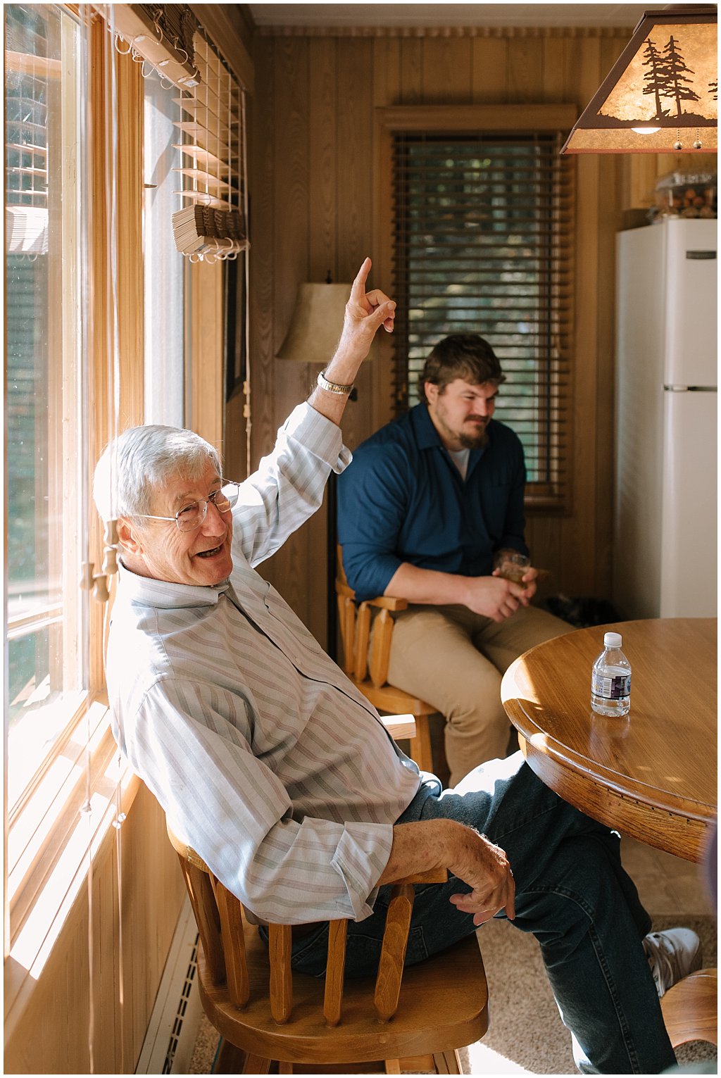 Grandfather of the groom in a cabin -  unique camp wedding inspiration