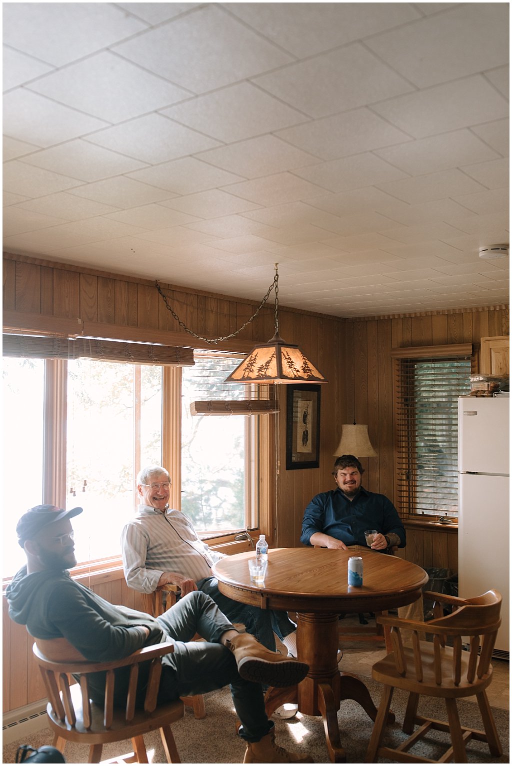 Grandfather of the groom in a cabin 