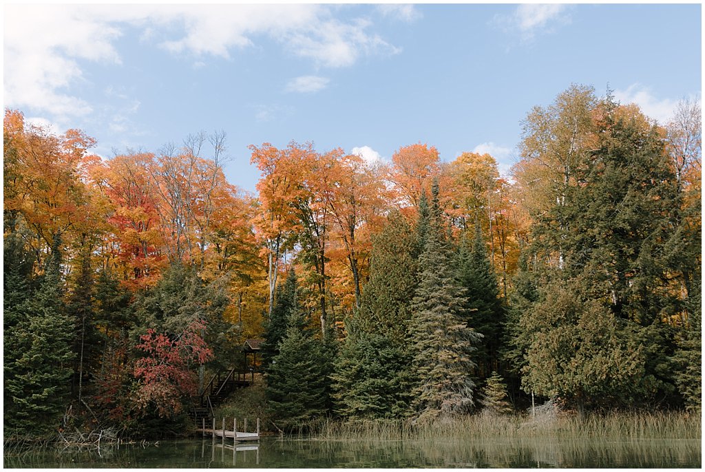 Lake camp wedding backdrop