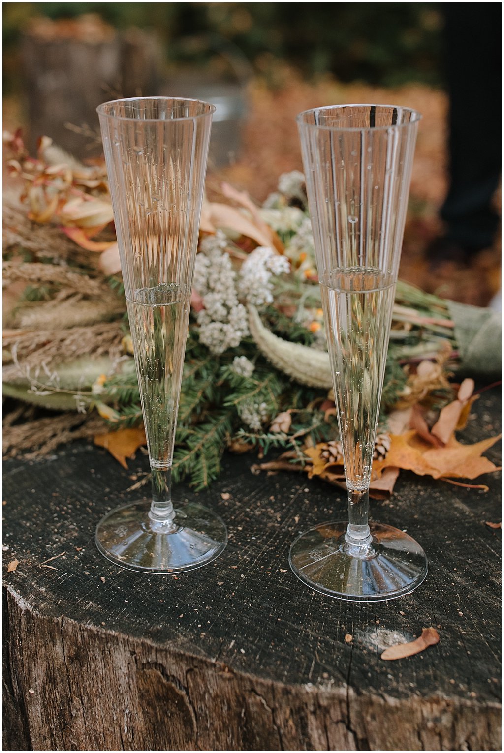 Champagne for wedding ceremony toast -  unique camp wedding inspiration 