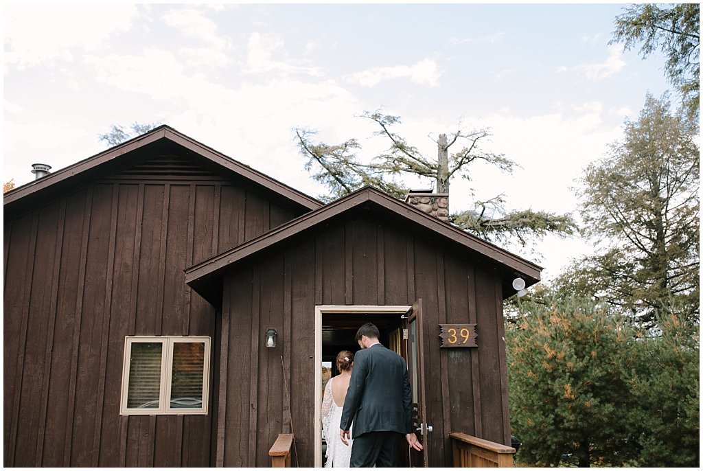 Couples wedding photos - unique camp wedding inspiration in Northwoods of Wisconsin in cabin