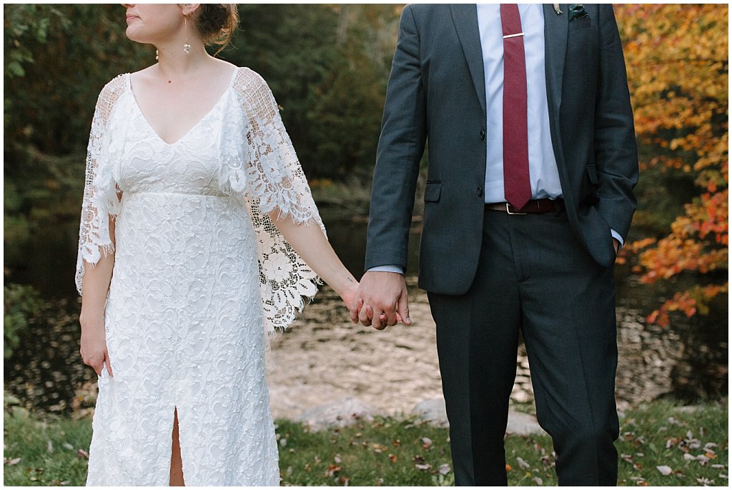 couples wedding pictures - unique camp wedding inspiration in Northwoods of Wisconsin on lake