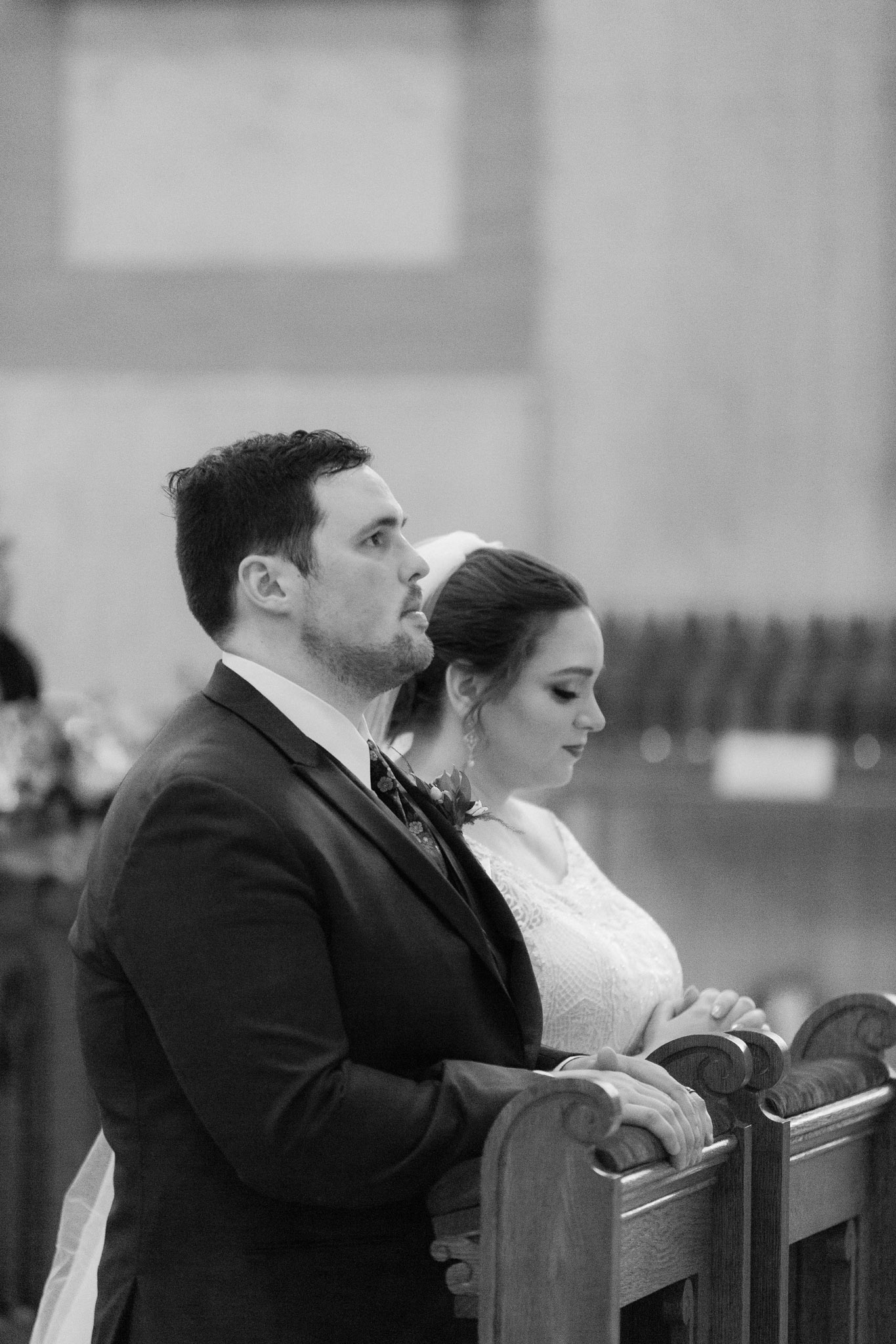 Black and white wedding photo - St Stanislaus 