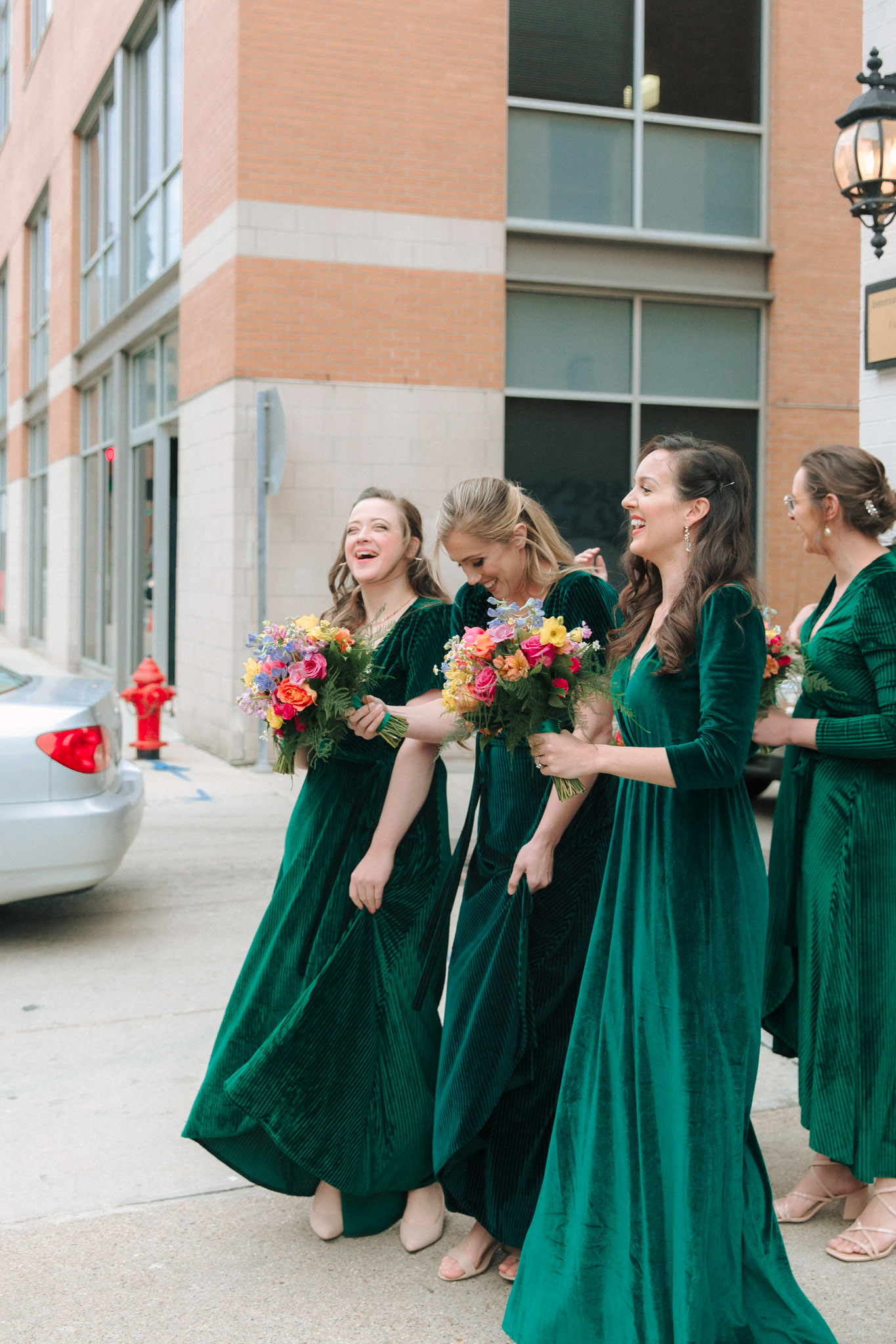 Wedding party  outside of Pabst Theatre for wedding pictures