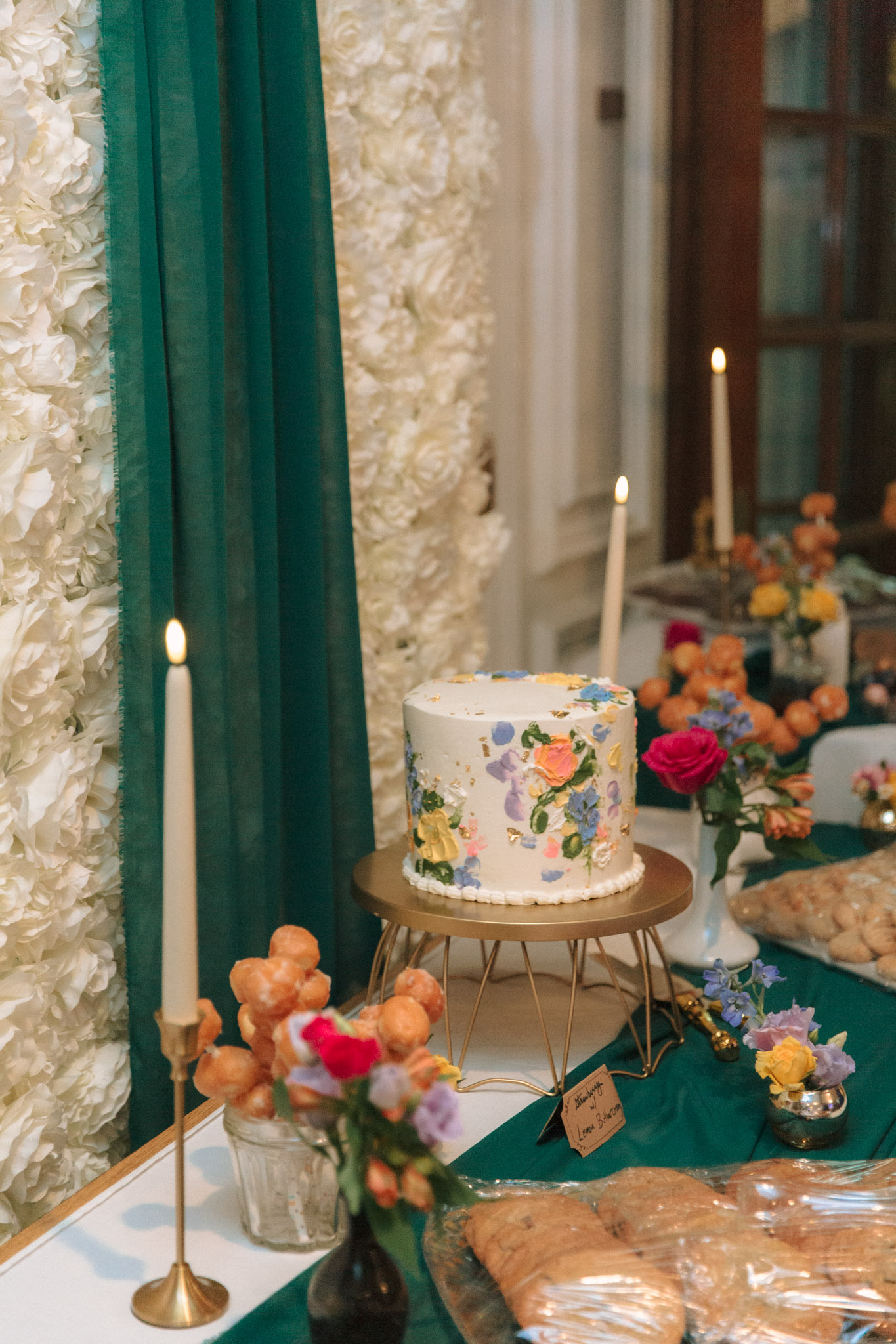 Colorful wedding cutting cake at Sixth Floor Milwaukee
