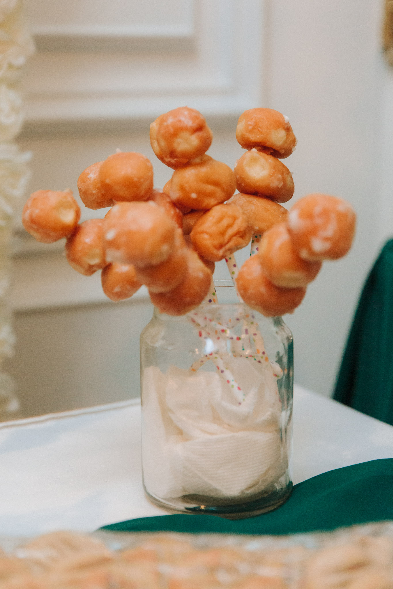 Donut balls on a stick - wedding dessert - Sixth Floor Milwaukee