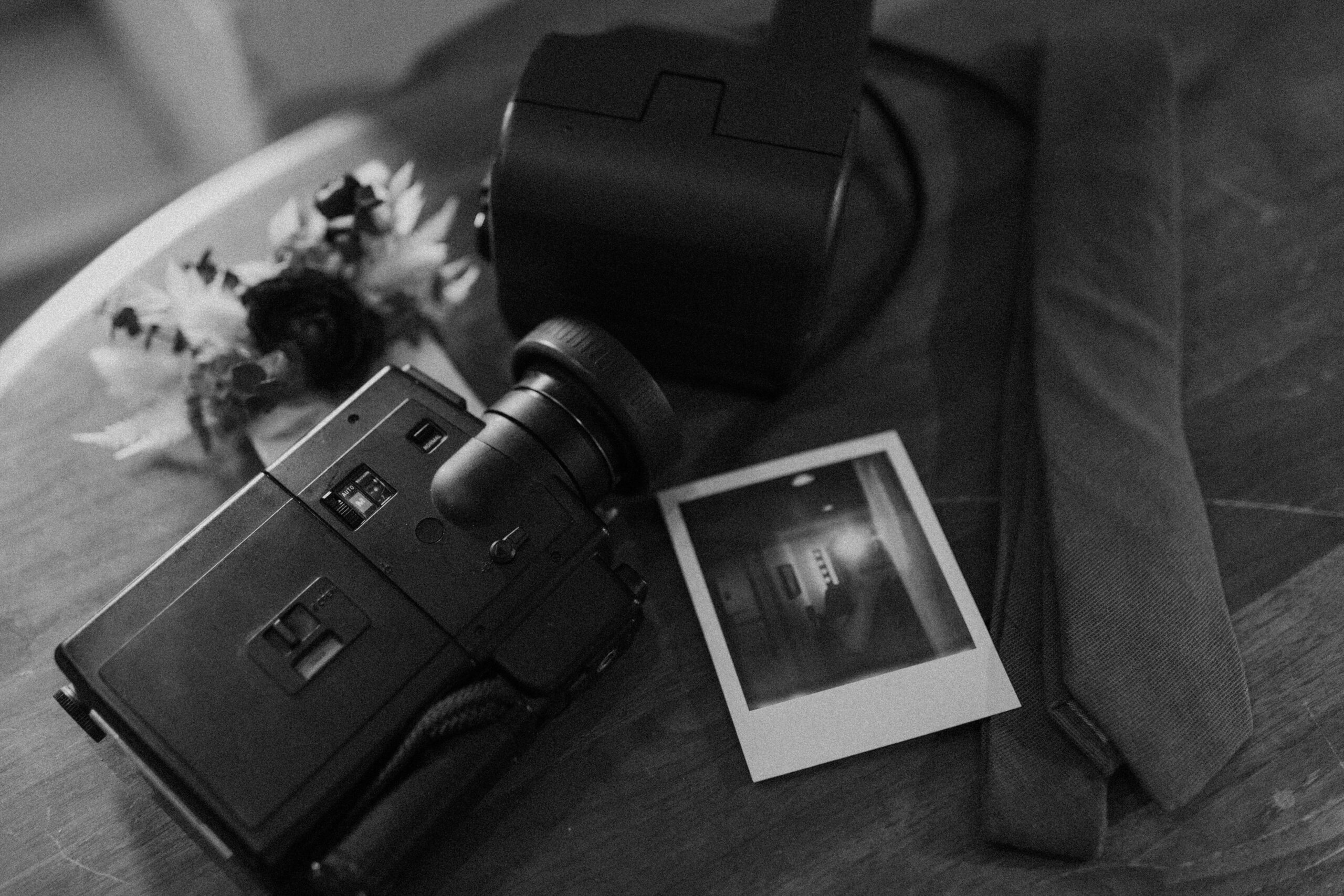 Polaroid nd super8 camera on a wedding day