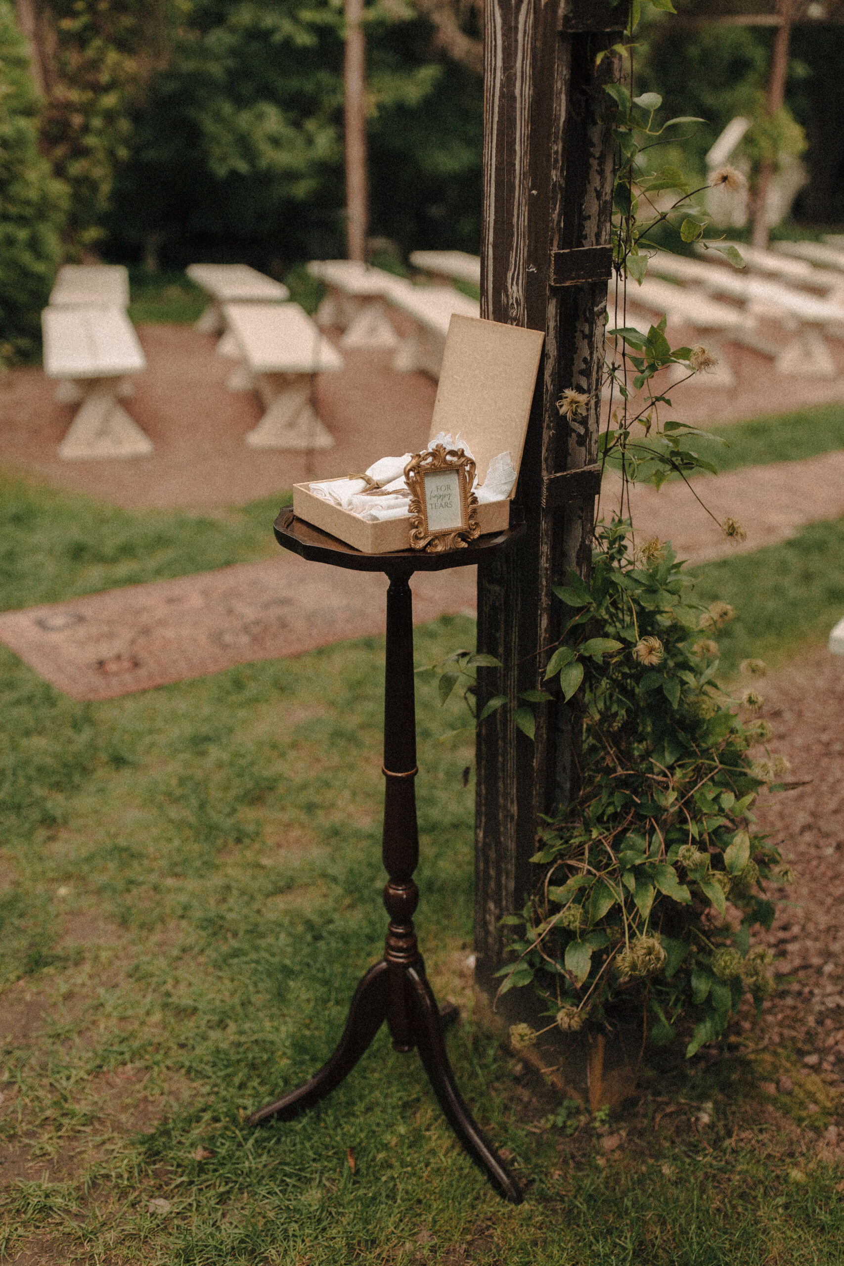 vintage hankies for happy tears at the entrance of a wedding ceremony