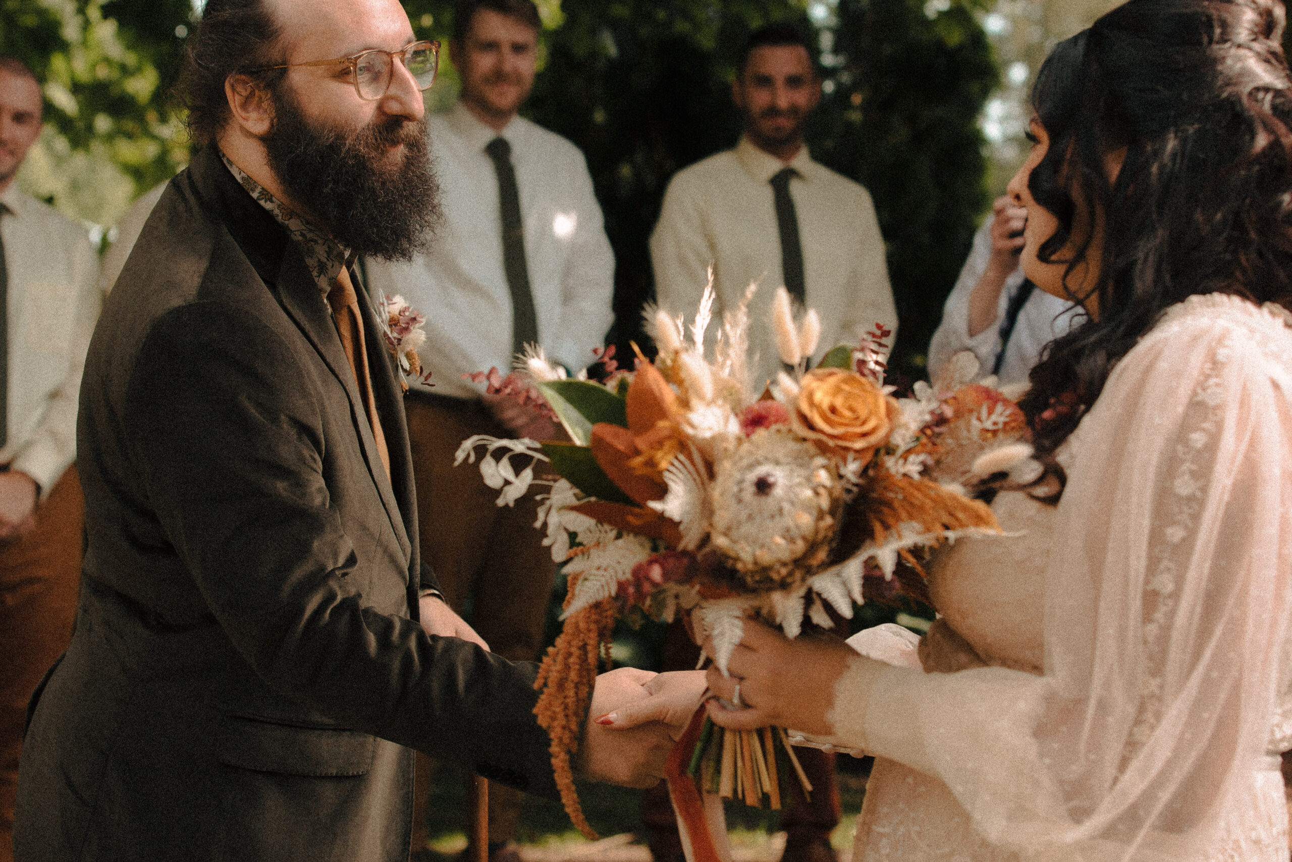 Groom seeing his bride for the first time