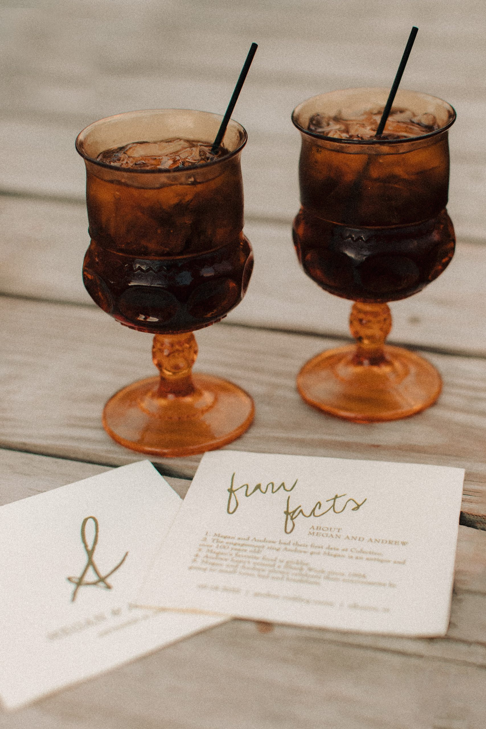 custom cocktail napkins and drinks in amber glssses