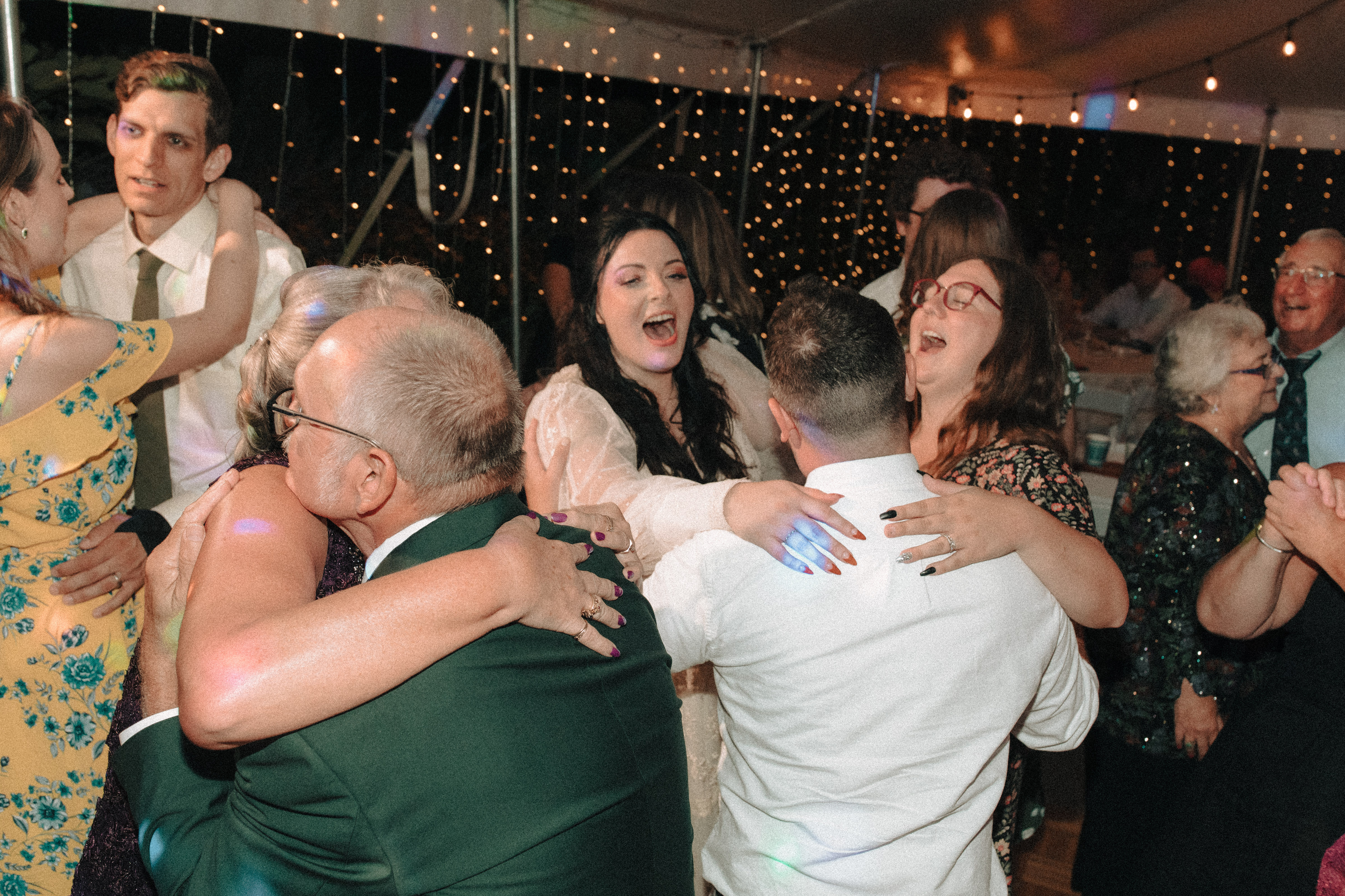 Family on wedding dance floor