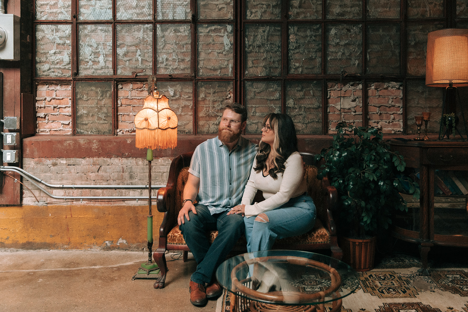 Retro engagement pictures at a thrift store, Dandy Milwaukee