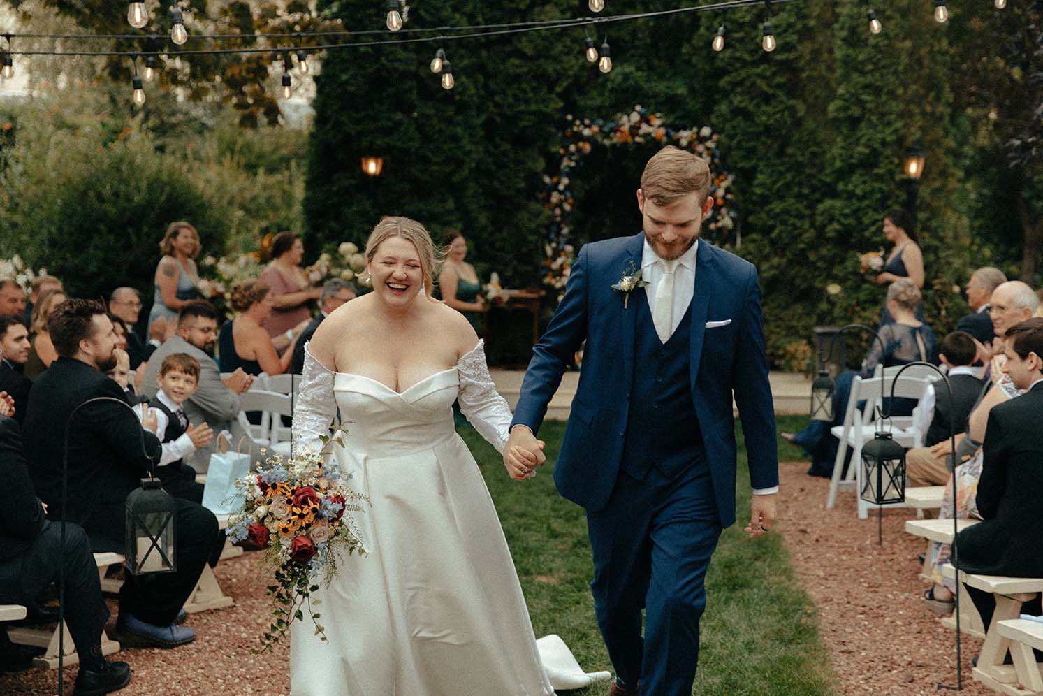 Garden party wedding with wildflowers